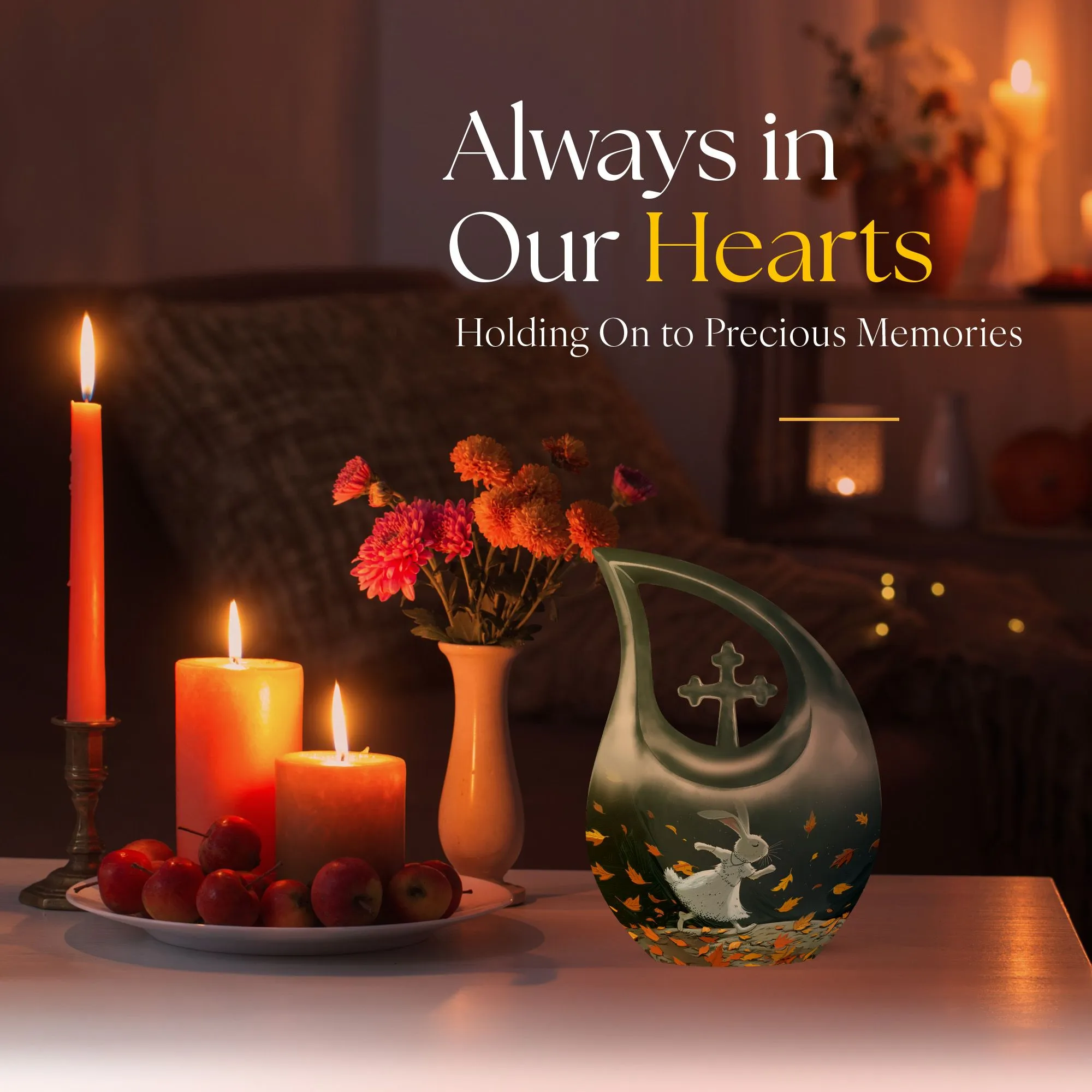 White Bunny Moon Tribute - An Elegant Memorial Urn for Dad