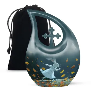 White Bunny Moon Tribute - An Elegant Memorial Urn for Dad