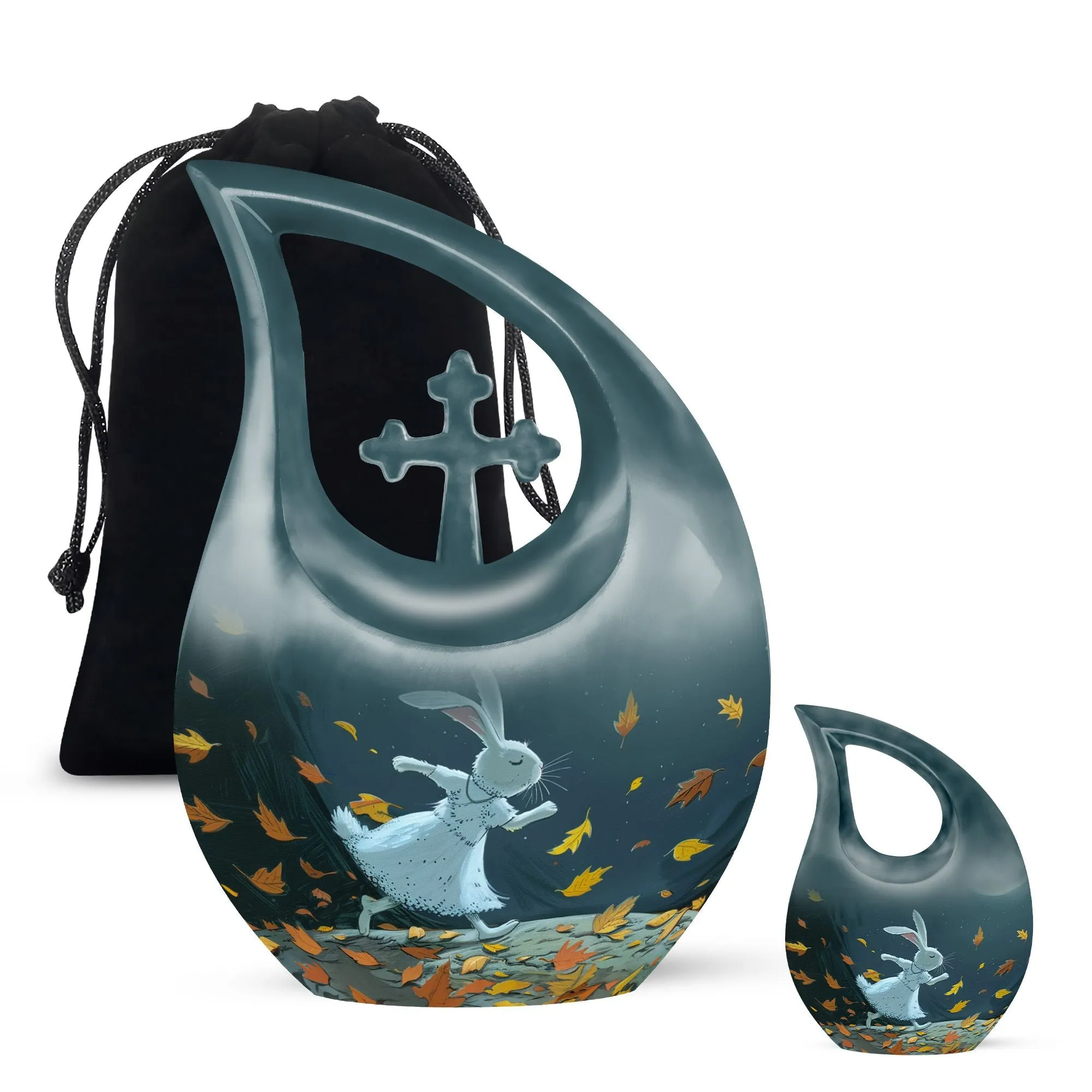White Bunny Moon Tribute - An Elegant Memorial Urn for Dad