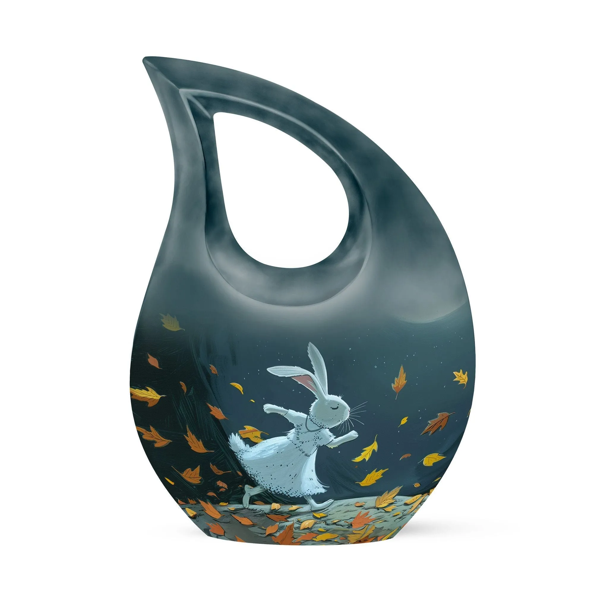 White Bunny Moon Tribute - An Elegant Memorial Urn for Dad