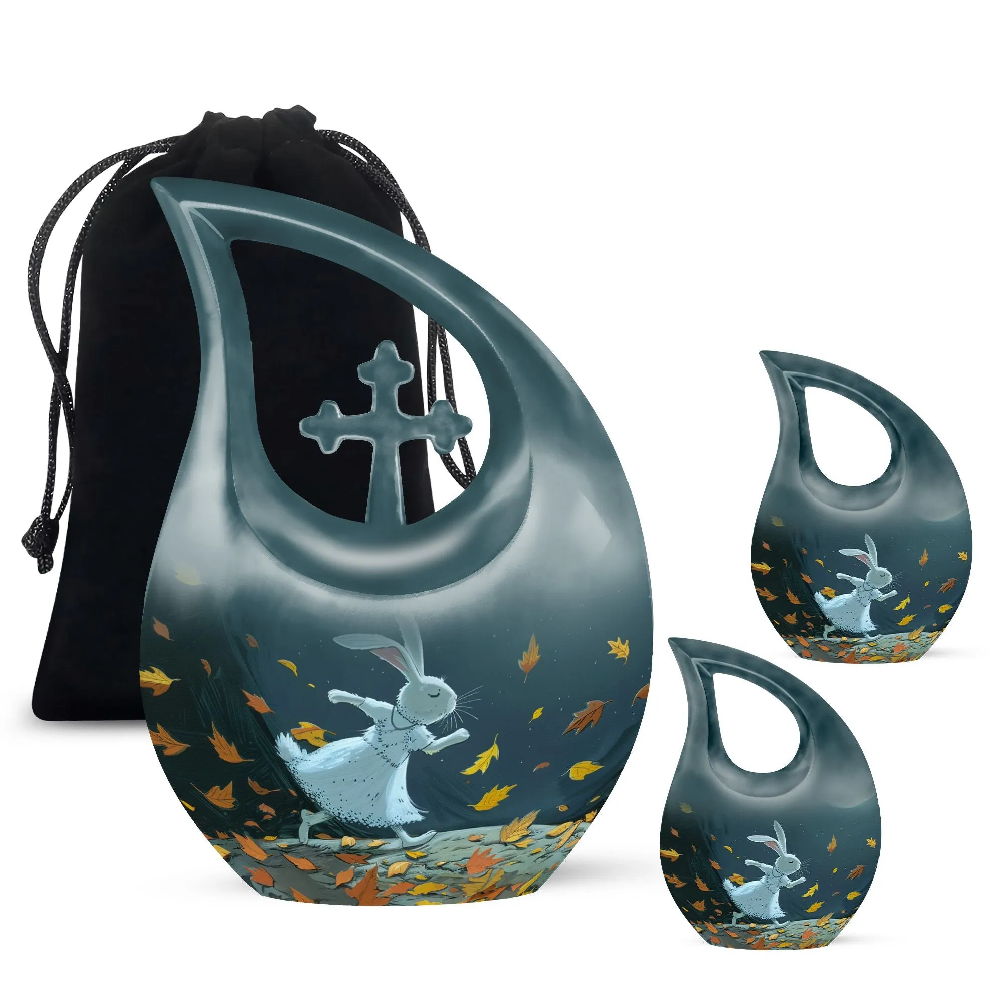 White Bunny Moon Tribute - An Elegant Memorial Urn for Dad