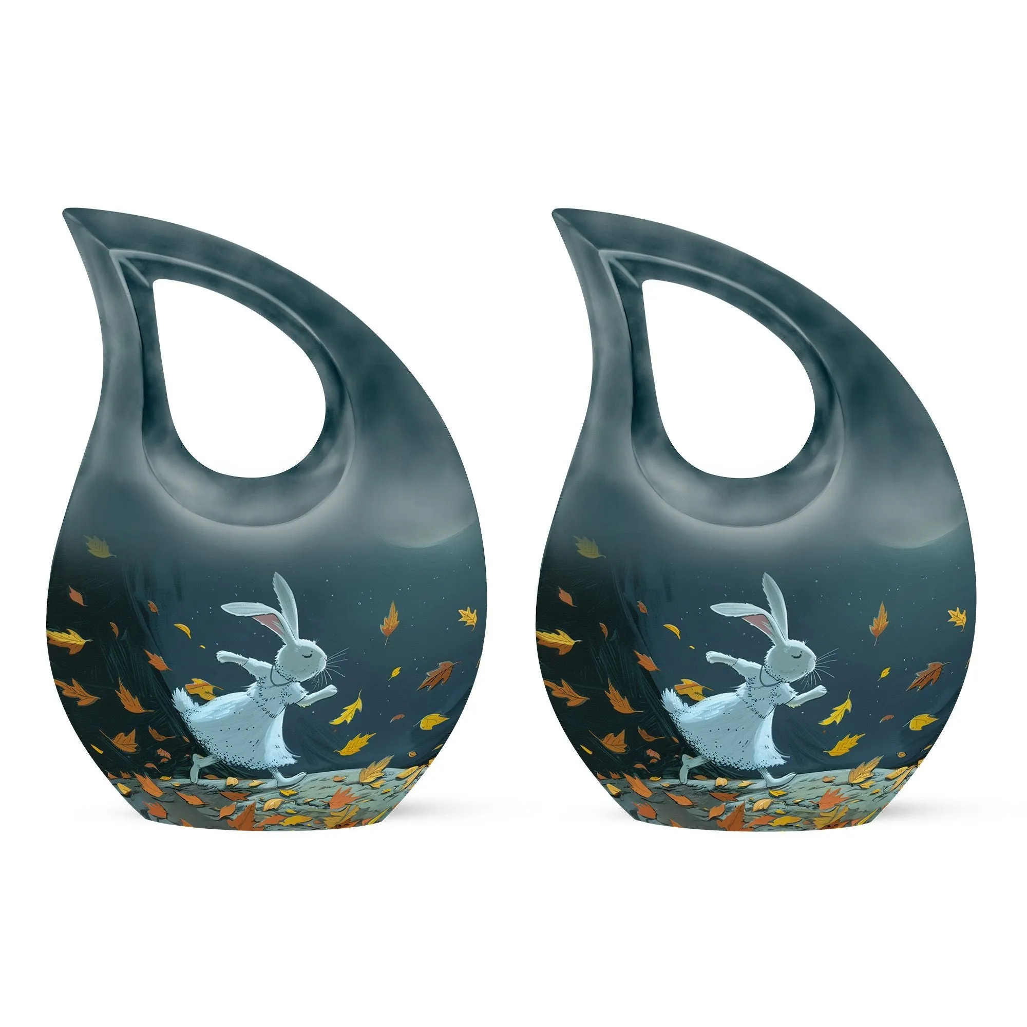 White Bunny Moon Tribute - An Elegant Memorial Urn for Dad