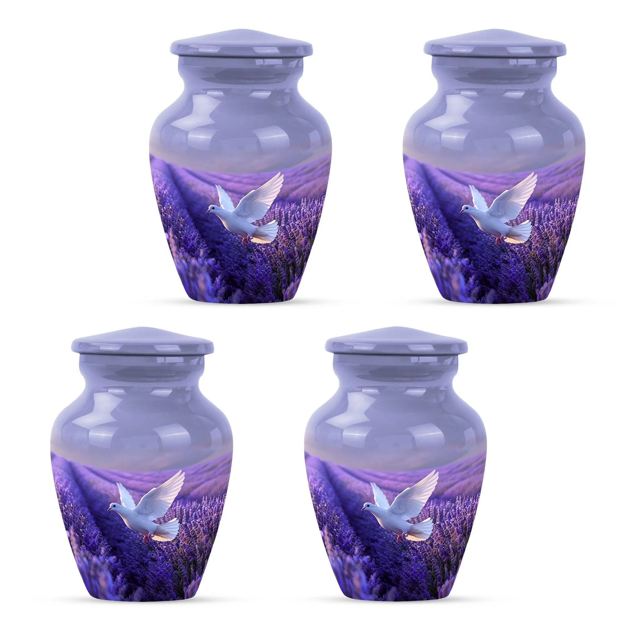 White Dove on Purple Memoria: An Adult Funeral Urn Embodying Love