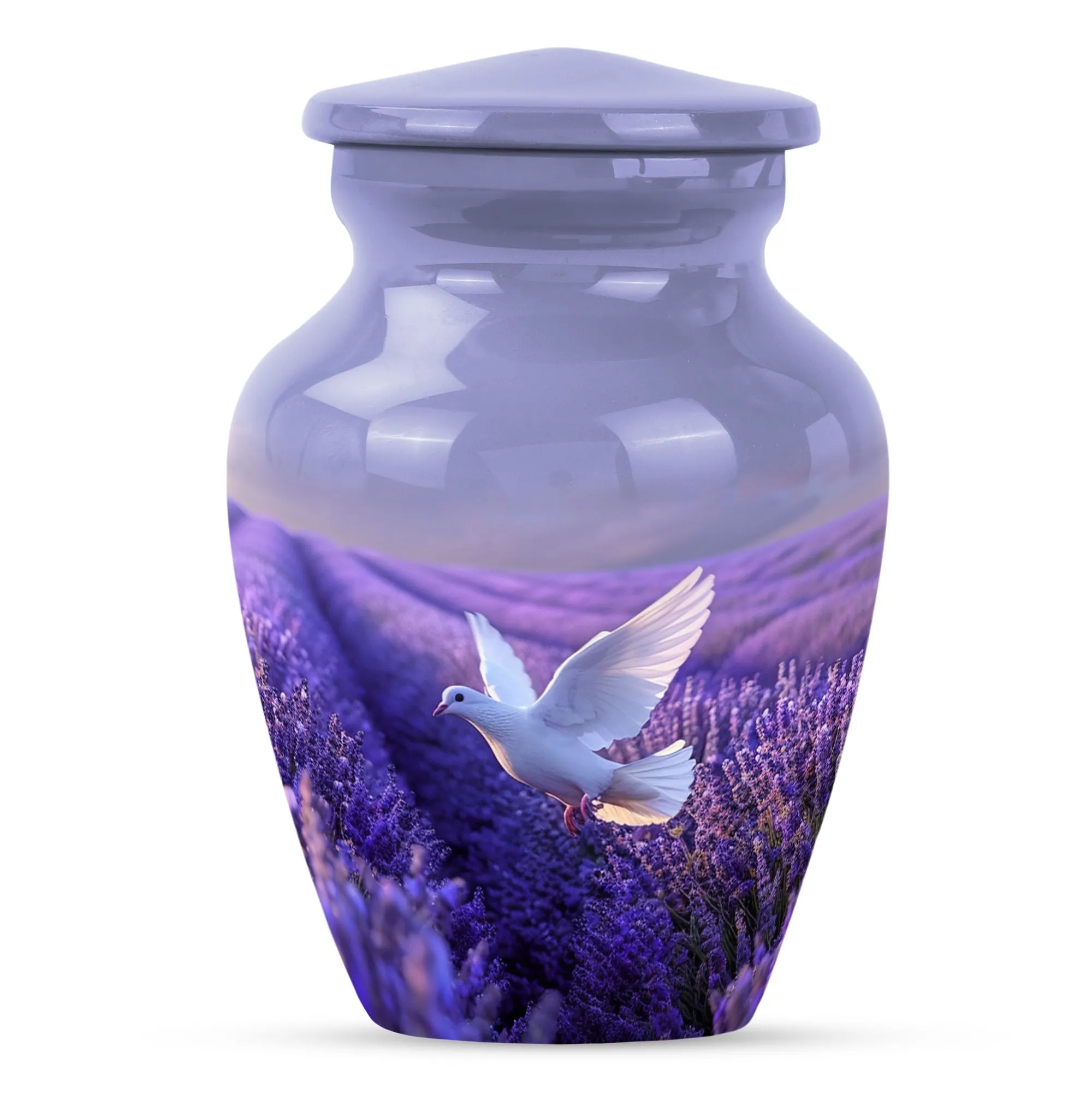 White Dove on Purple Memoria: An Adult Funeral Urn Embodying Love