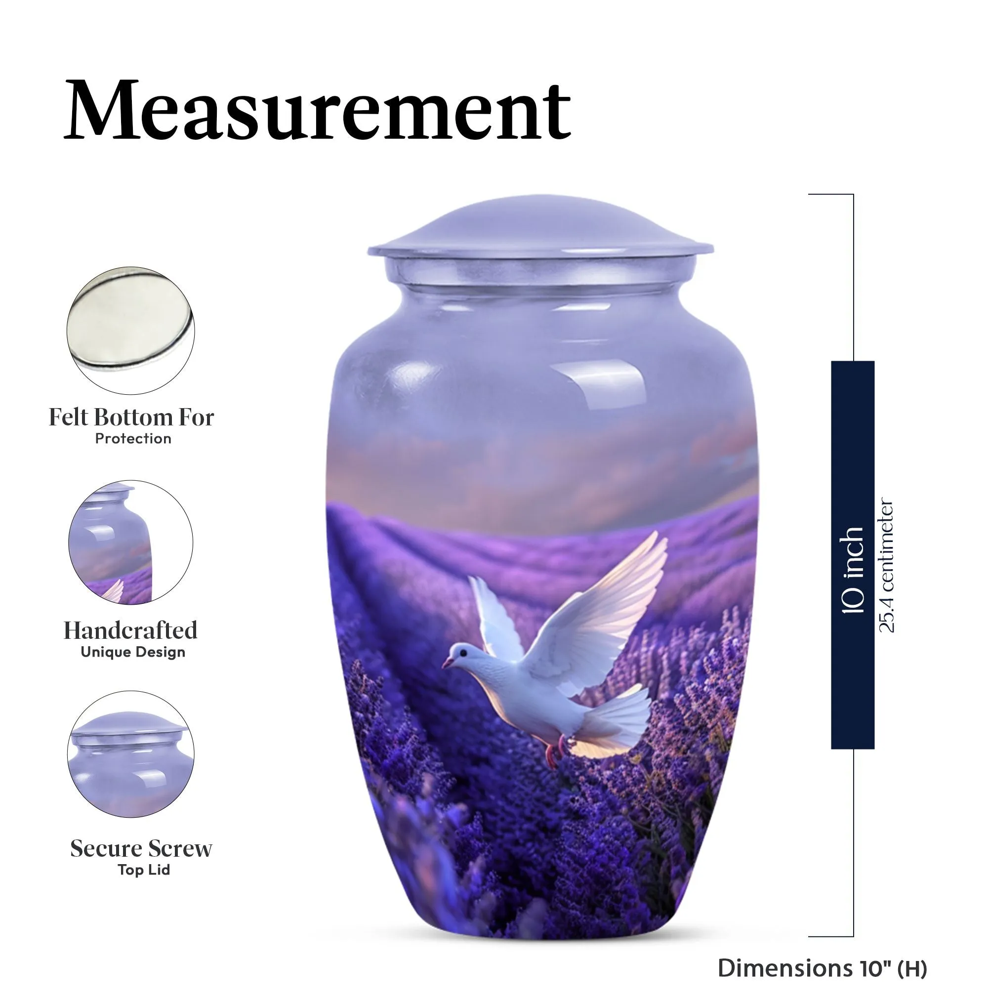 White Dove on Purple Memoria: An Adult Funeral Urn Embodying Love