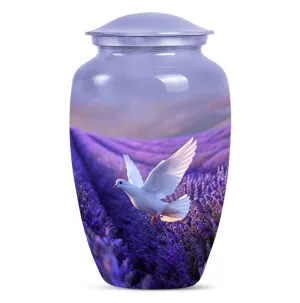 White Dove on Purple Memoria: An Adult Funeral Urn Embodying Love