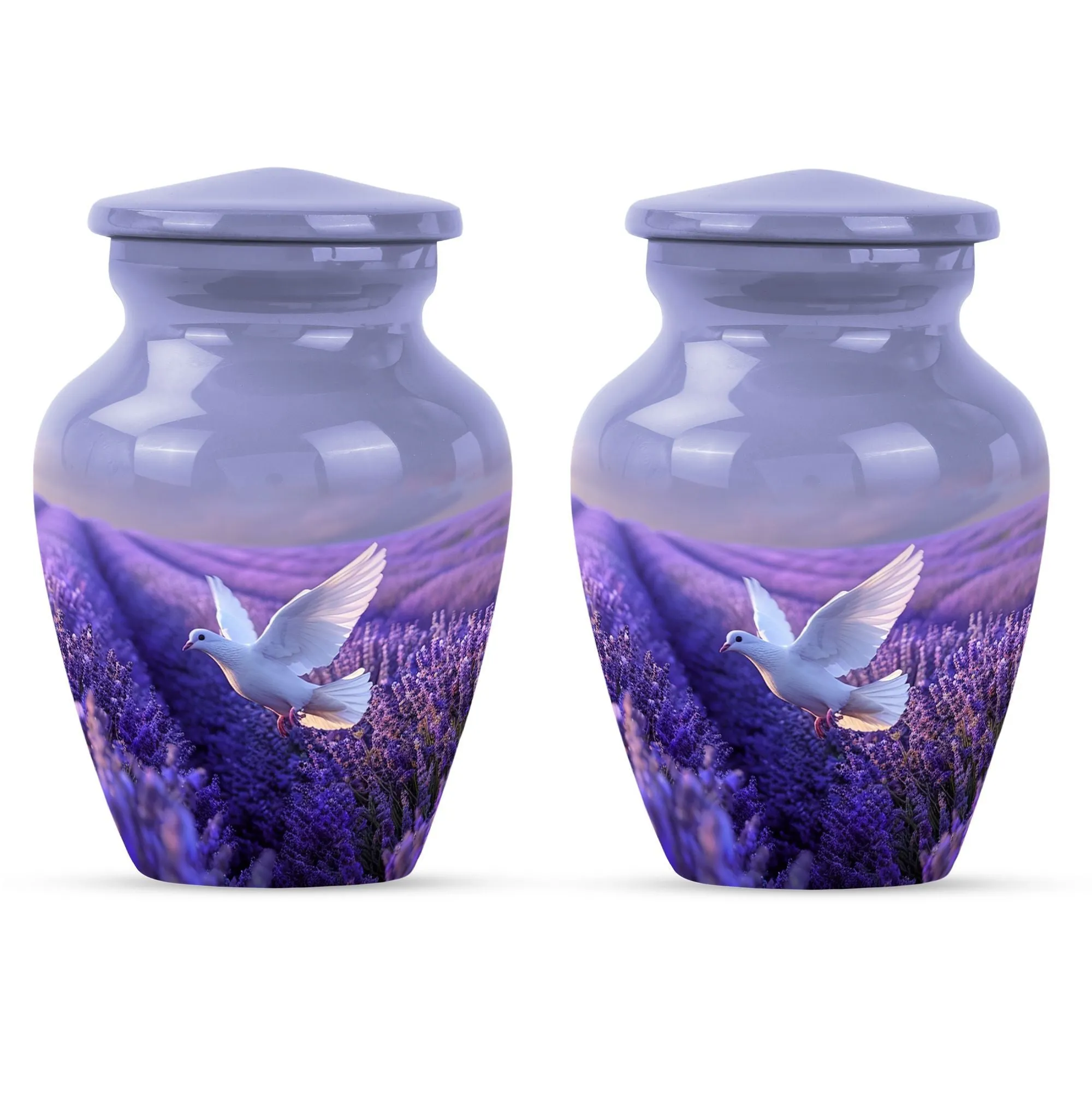 White Dove on Purple Memoria: An Adult Funeral Urn Embodying Love