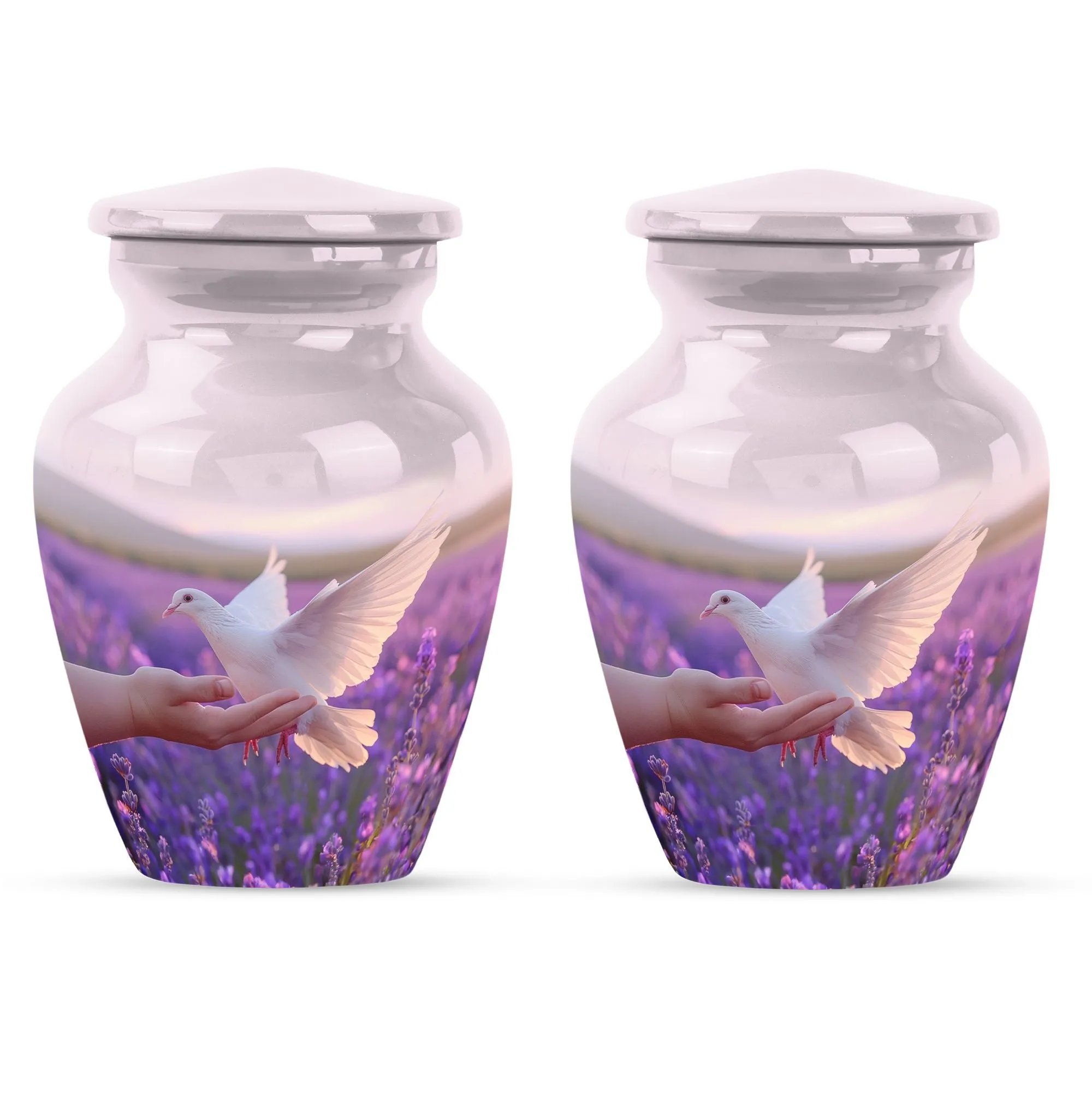 White Dove on Purple Memorial Collectible, Women's Cremation Urn