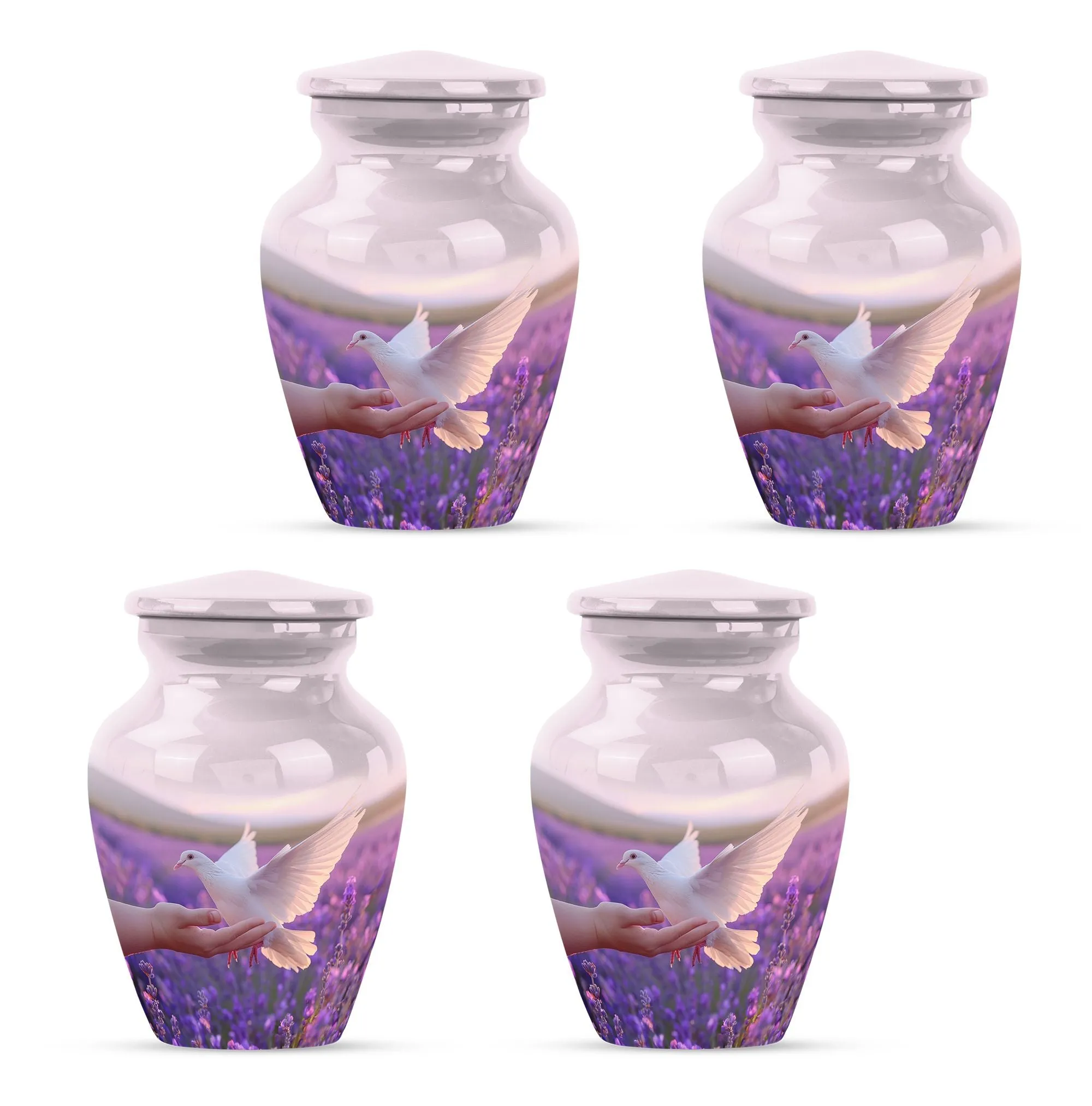 White Dove on Purple Memorial Collectible, Women's Cremation Urn