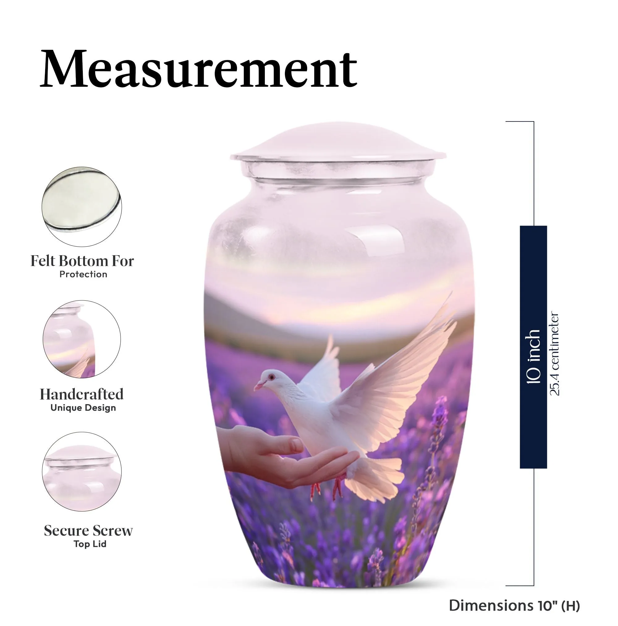 White Dove on Purple Memorial Collectible, Women's Cremation Urn