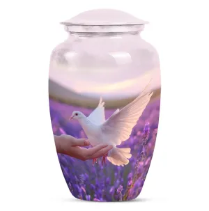 White Dove on Purple Memorial Collectible, Women's Cremation Urn