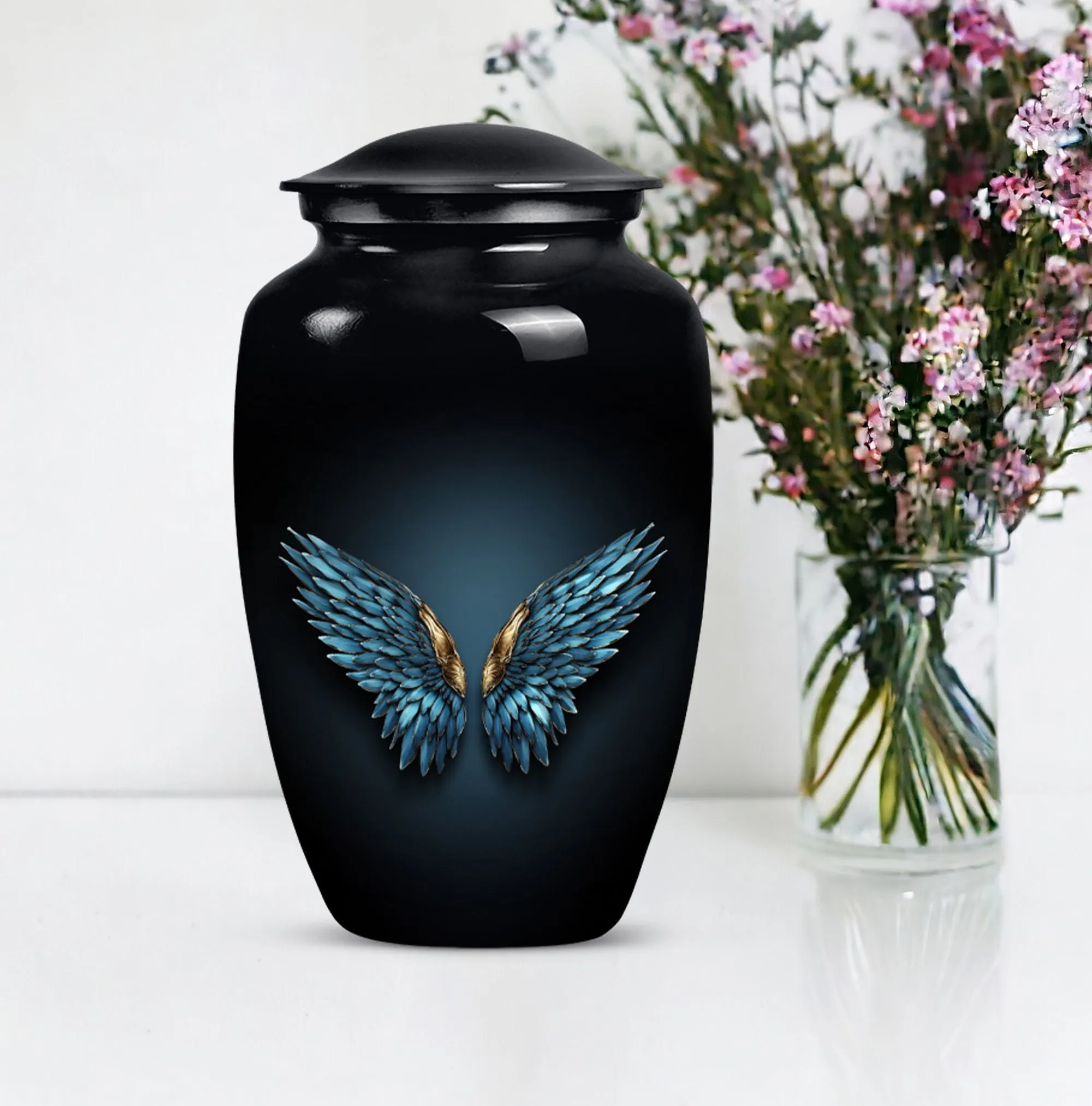 Wings Blue Eternity: Cherished Memorial Urn for Unique Personalization