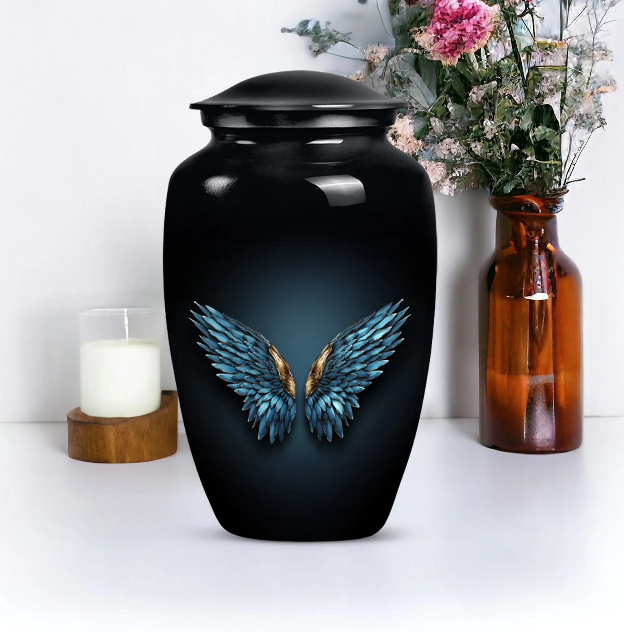 Wings Blue Eternity: Cherished Memorial Urn for Unique Personalization