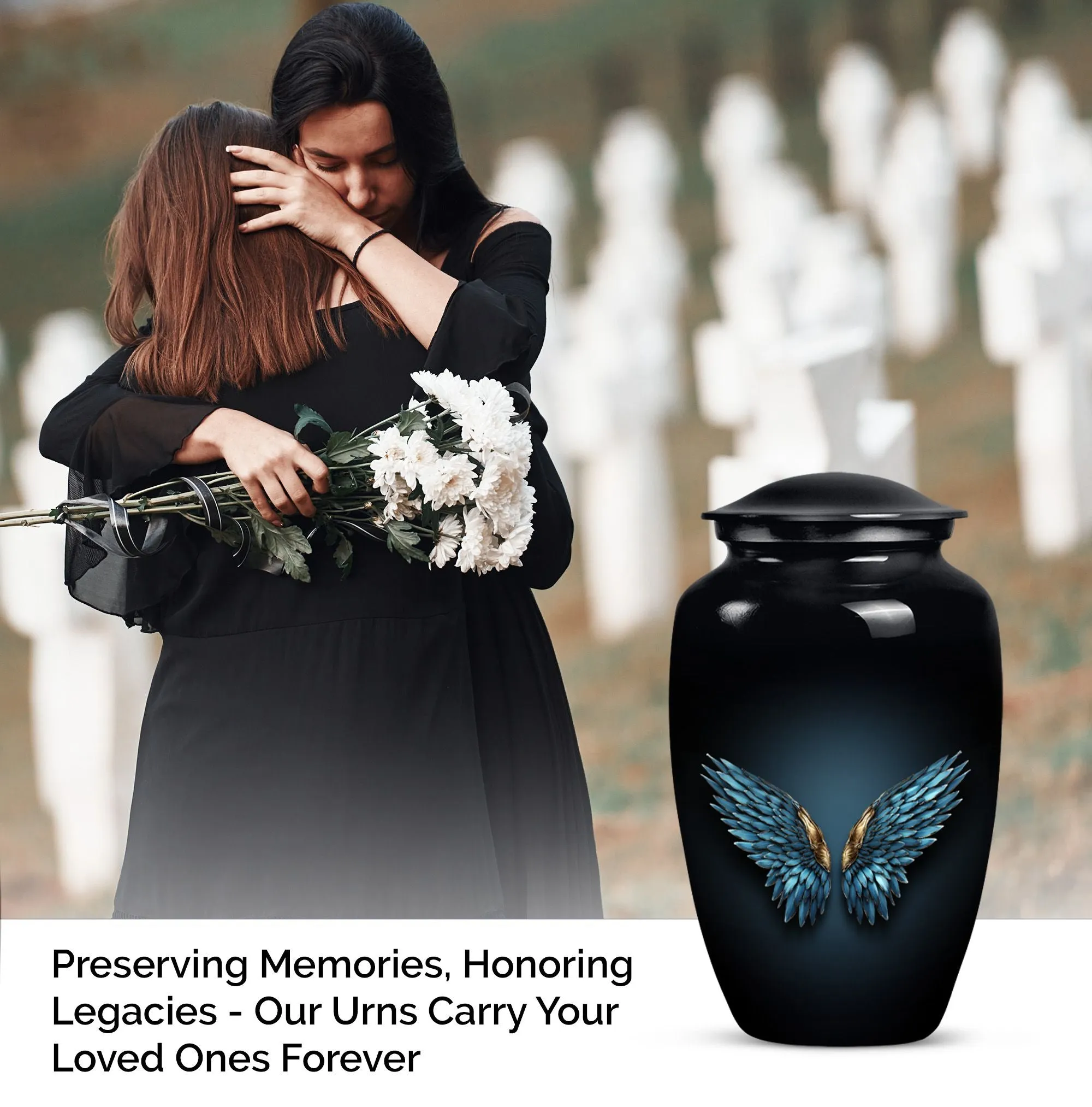 Wings Blue Eternity: Cherished Memorial Urn for Unique Personalization