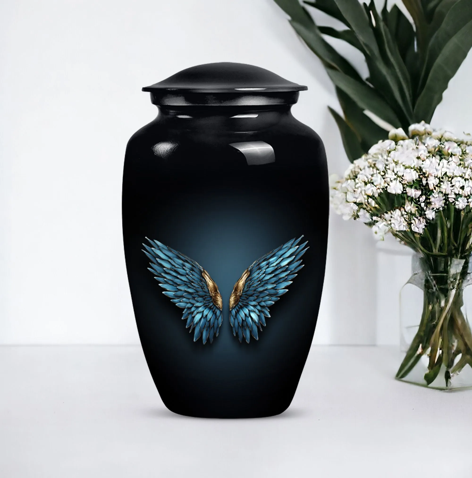 Wings Blue Eternity: Cherished Memorial Urn for Unique Personalization