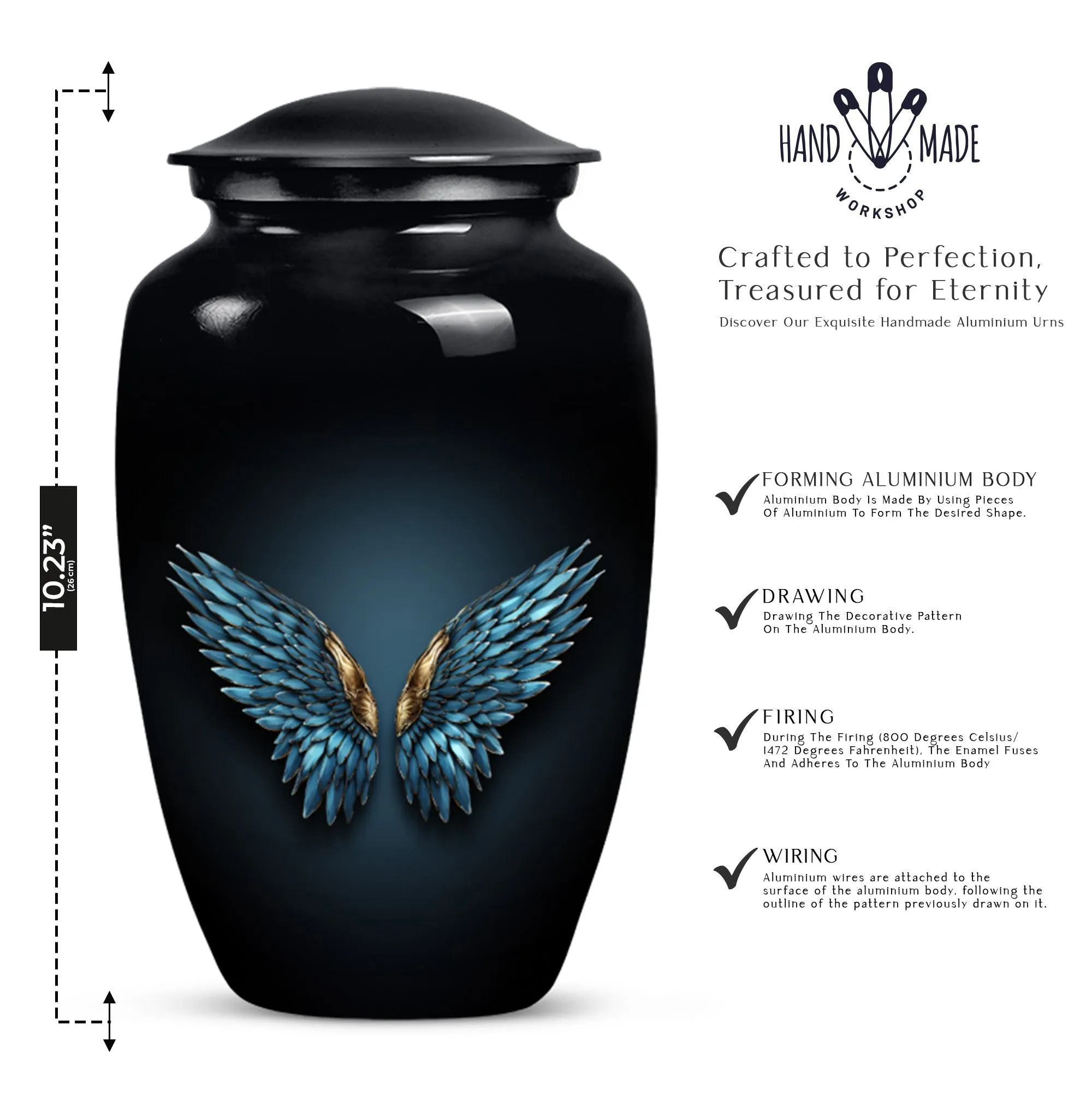 Wings Blue Eternity: Cherished Memorial Urn for Unique Personalization