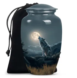 Wolf Howling Cremation Urn for Ashes -Container For Human Remains