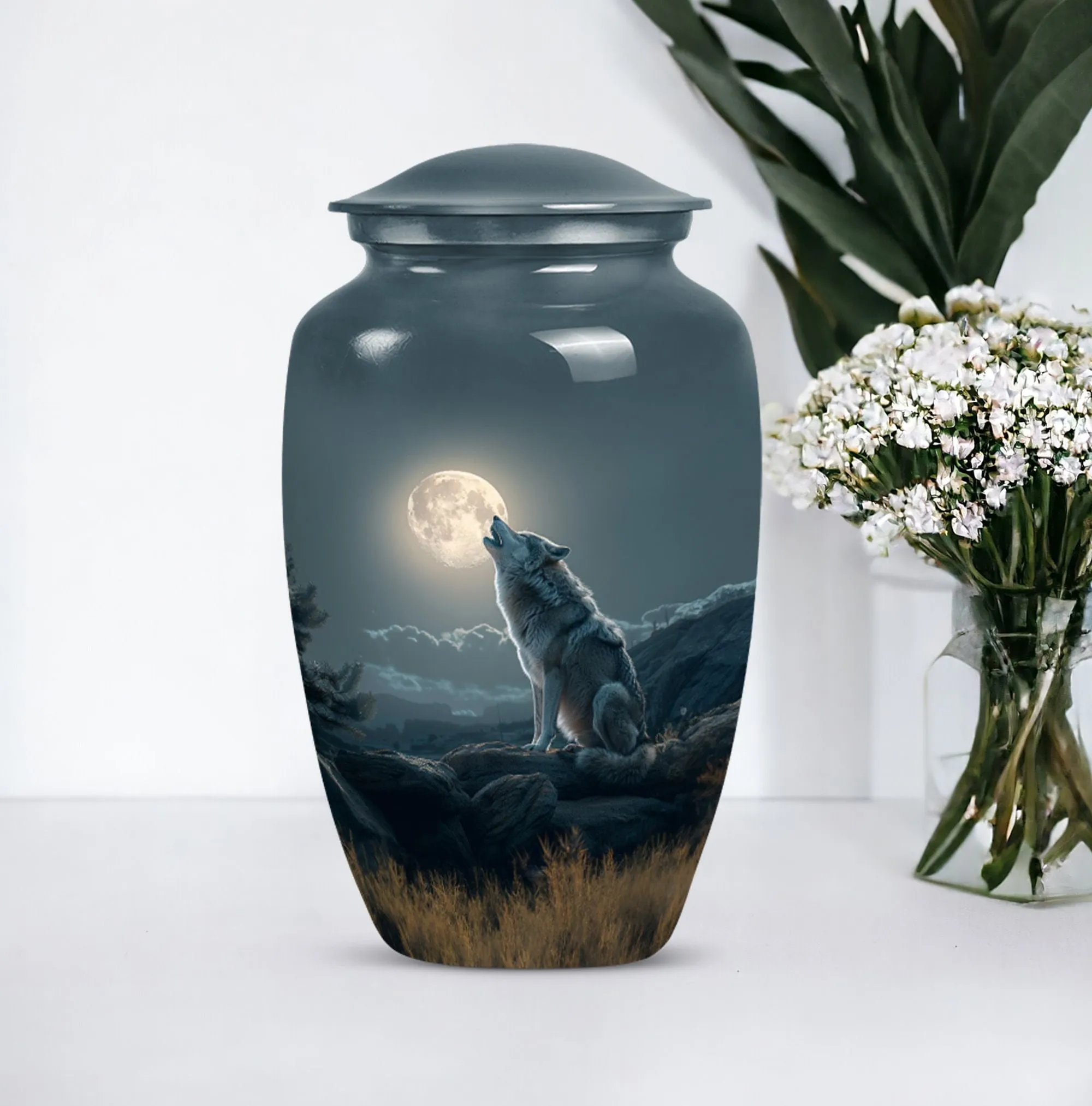 Wolf Howling Cremation Urn for Ashes -Container For Human Remains