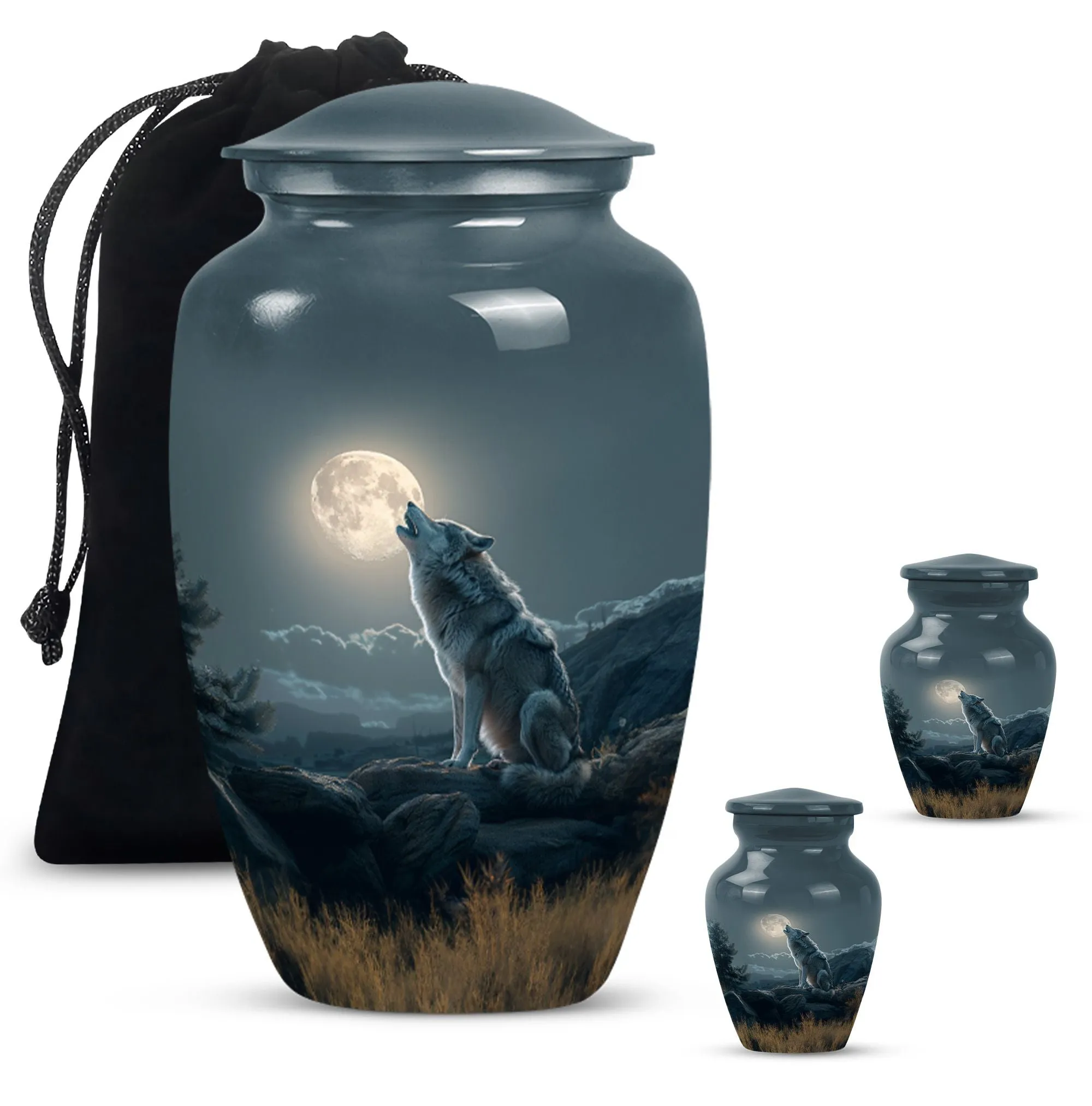 Wolf Howling Cremation Urn for Ashes -Container For Human Remains