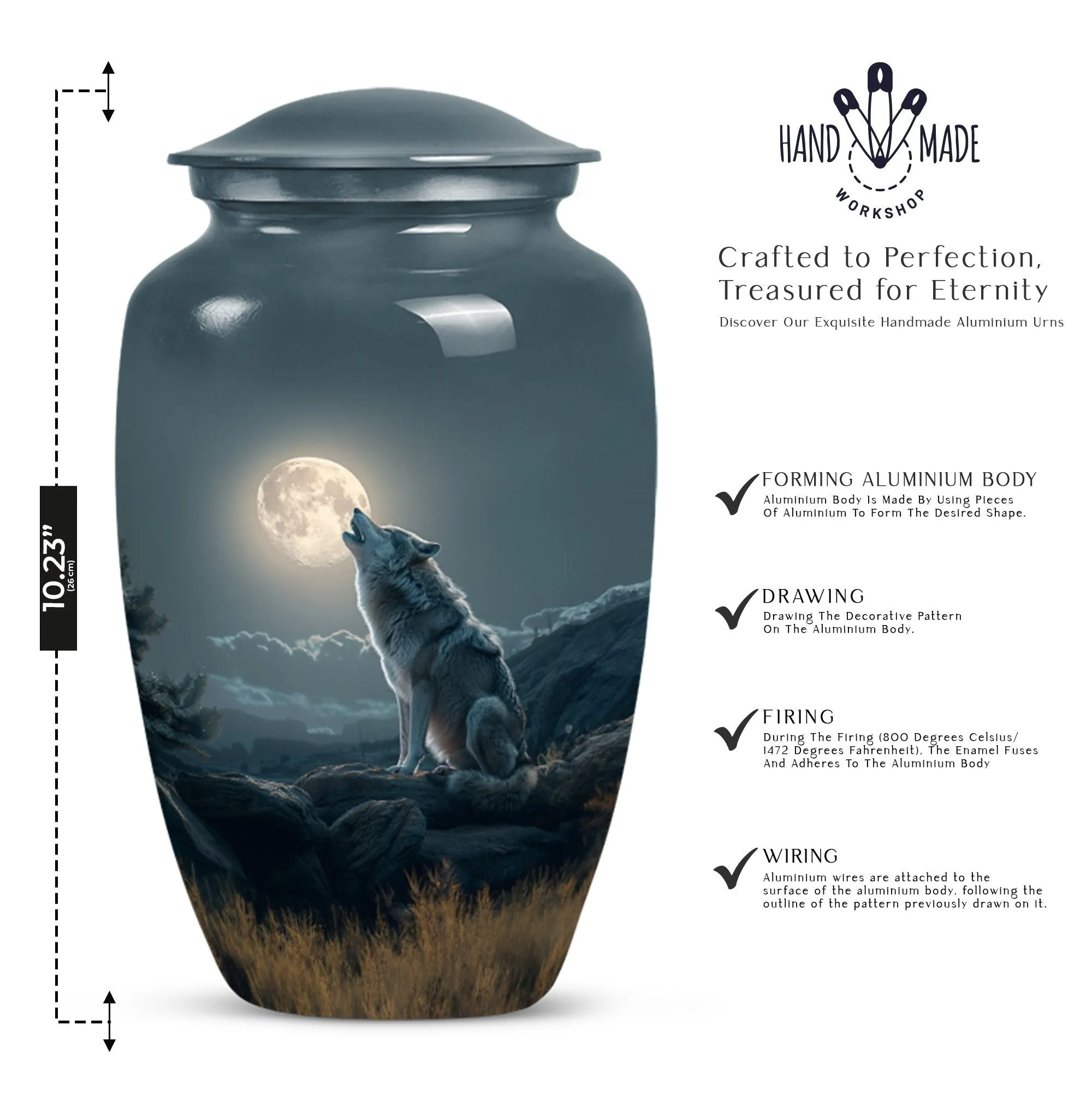 Wolf Howling Cremation Urn for Ashes -Container For Human Remains