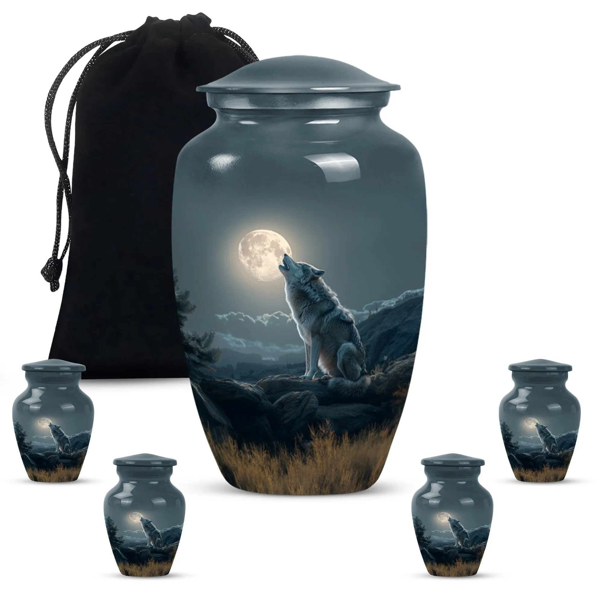 Wolf Howling Cremation Urn for Ashes -Container For Human Remains