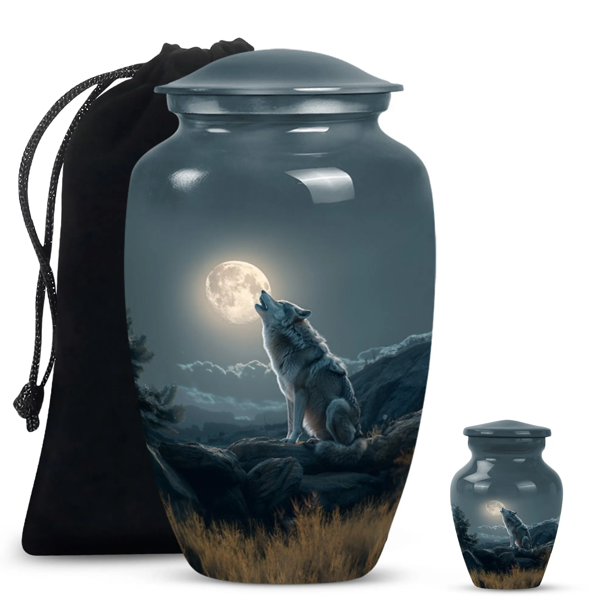 Wolf Howling Cremation Urn for Ashes -Container For Human Remains