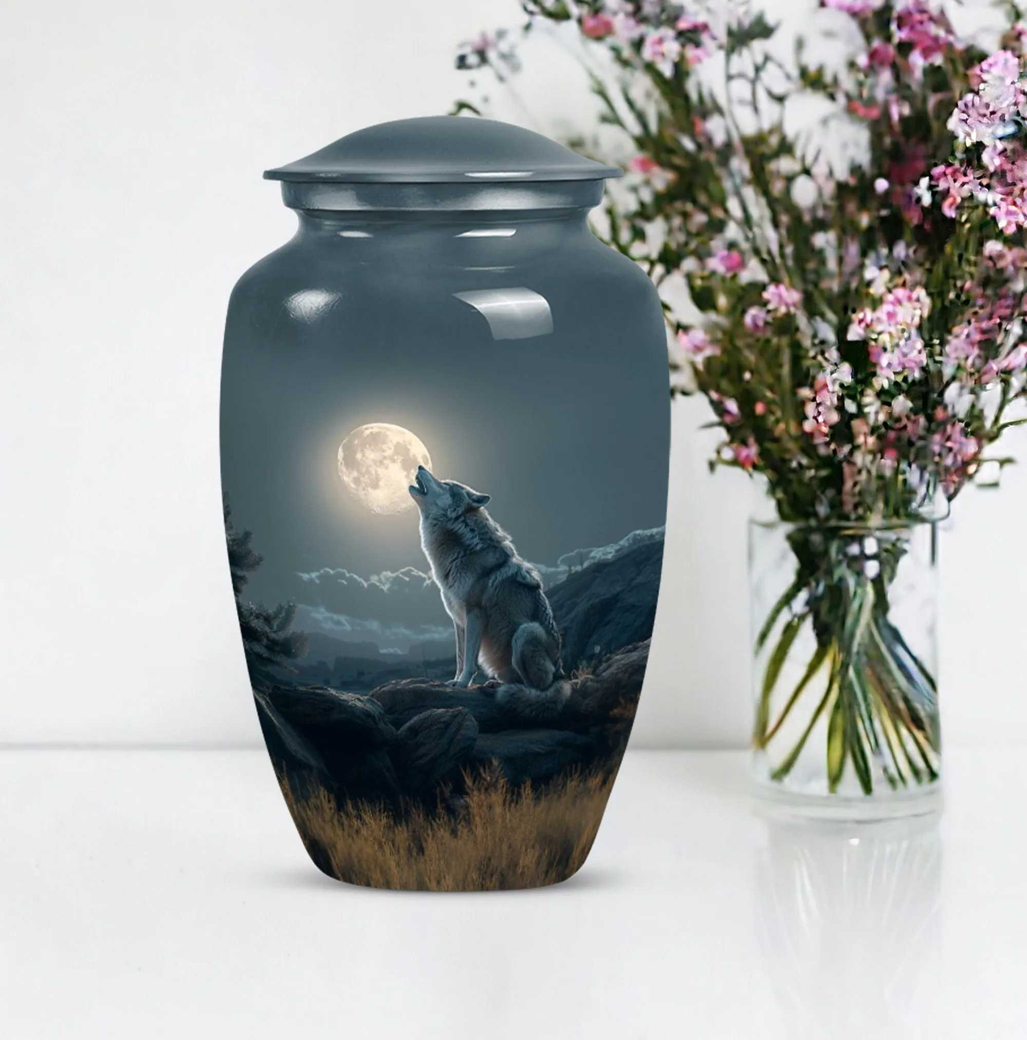 Wolf Howling Cremation Urn for Ashes -Container For Human Remains