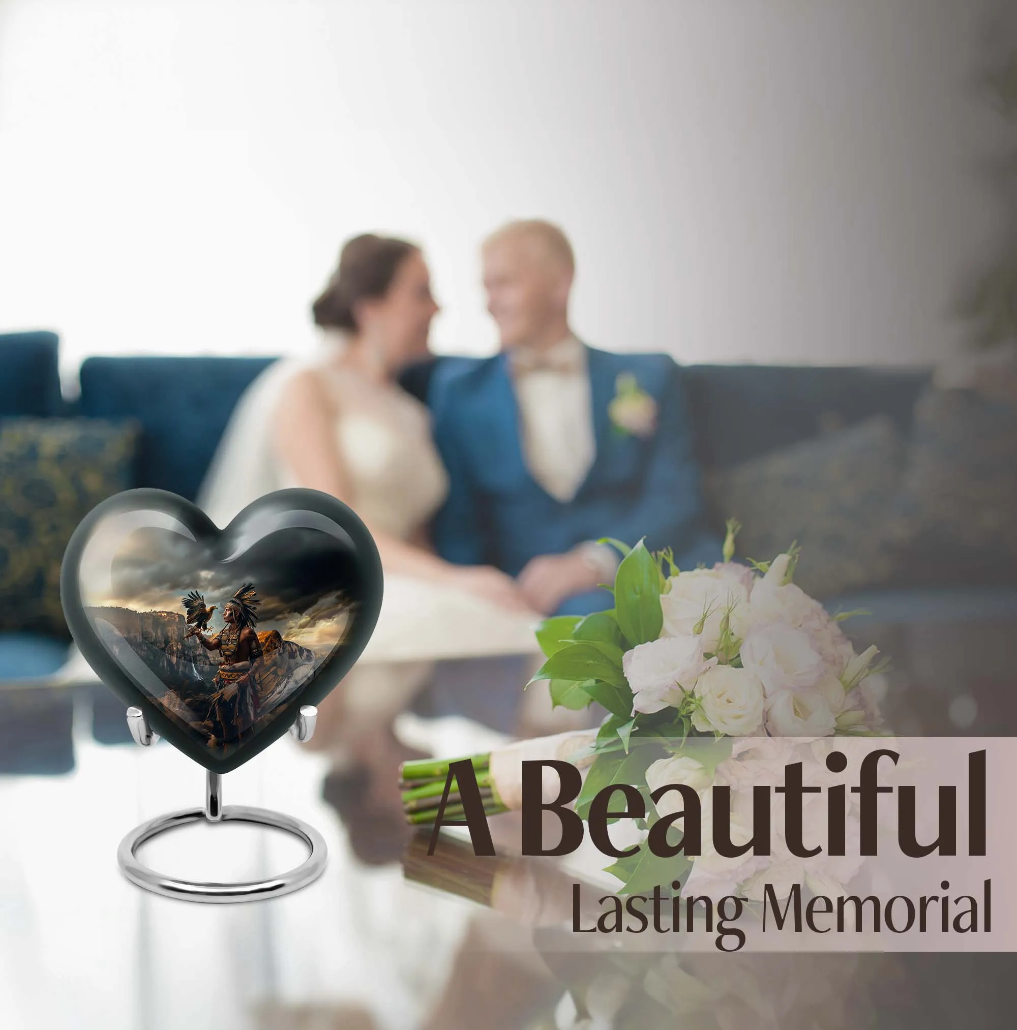 Wolf Howling Tribe Man Urn - An Honourable Memorial for Your Beloved Dad