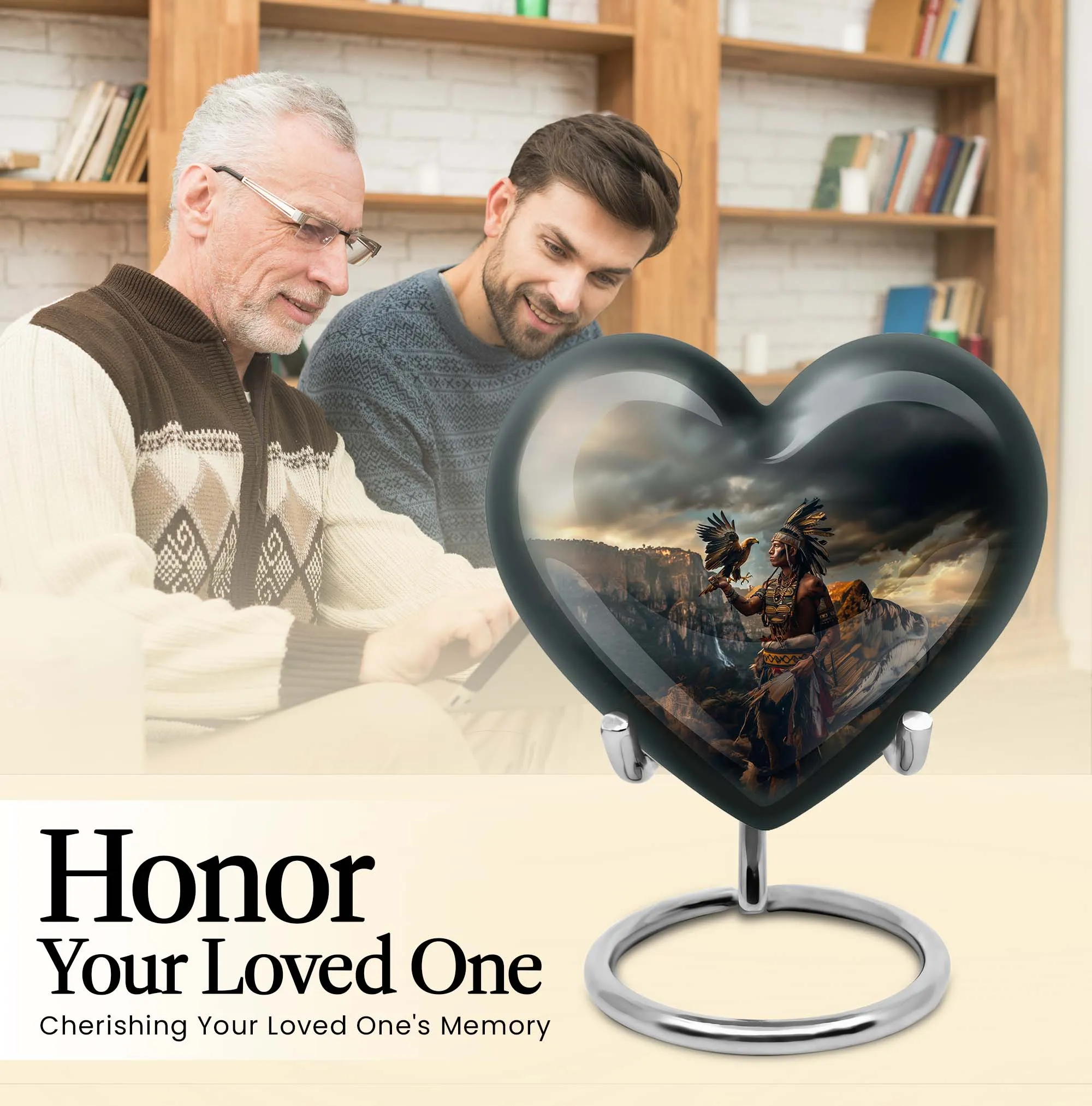 Wolf Howling Tribe Man Urn - An Honourable Memorial for Your Beloved Dad