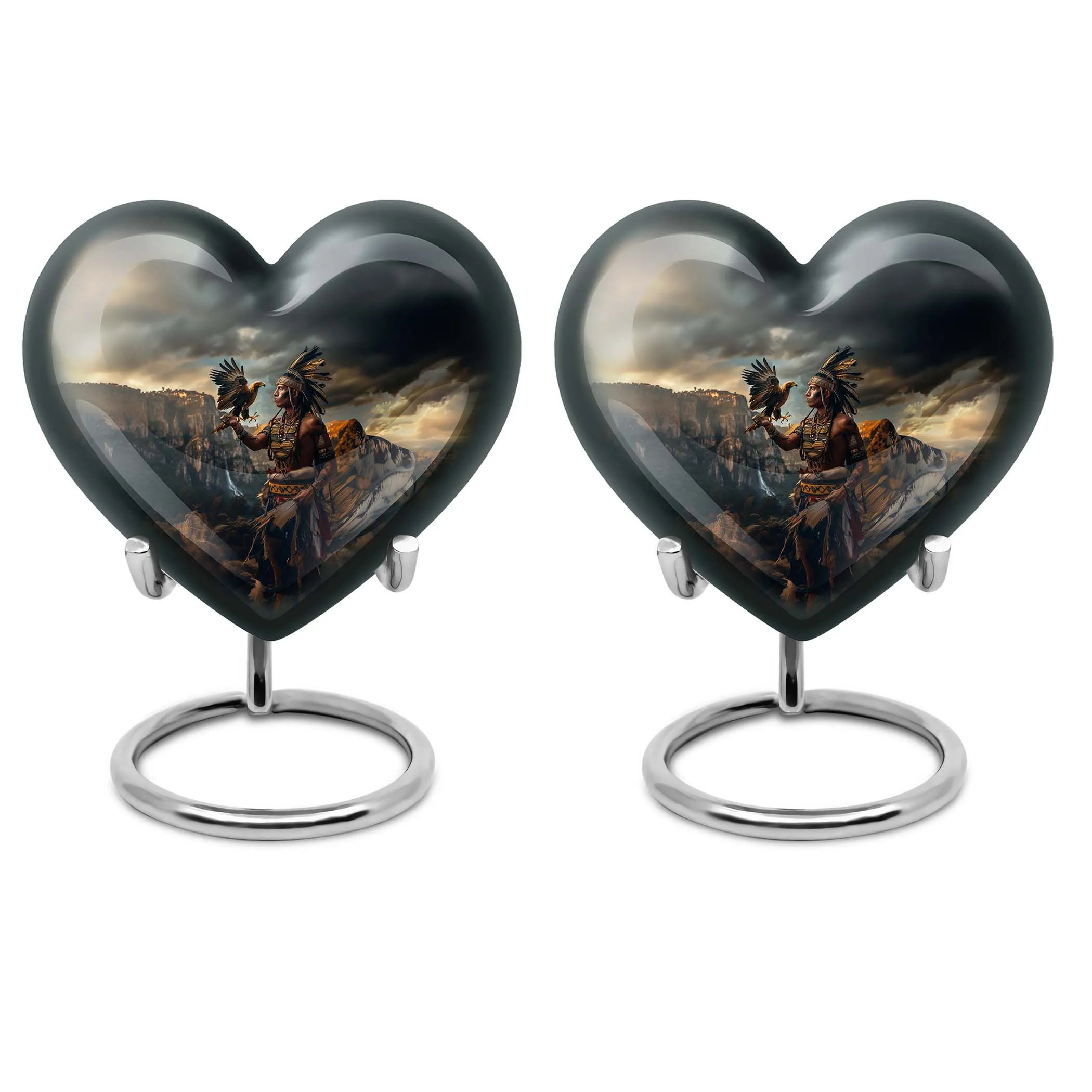 Wolf Howling Tribe Man Urn - An Honourable Memorial for Your Beloved Dad