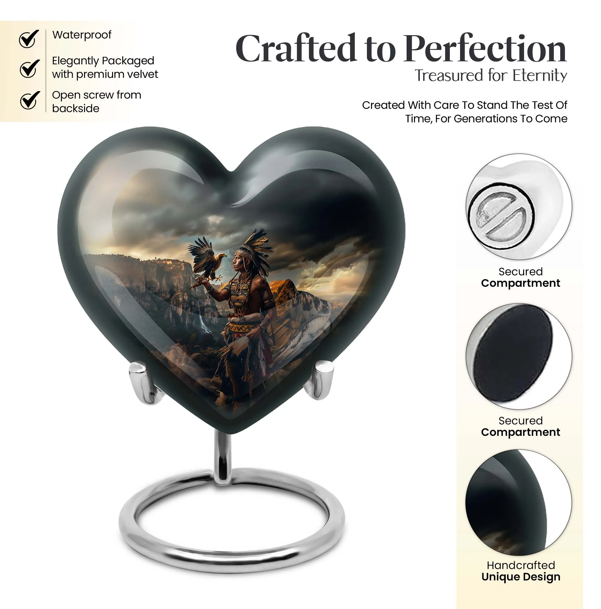 Wolf Howling Tribe Man Urn - An Honourable Memorial for Your Beloved Dad