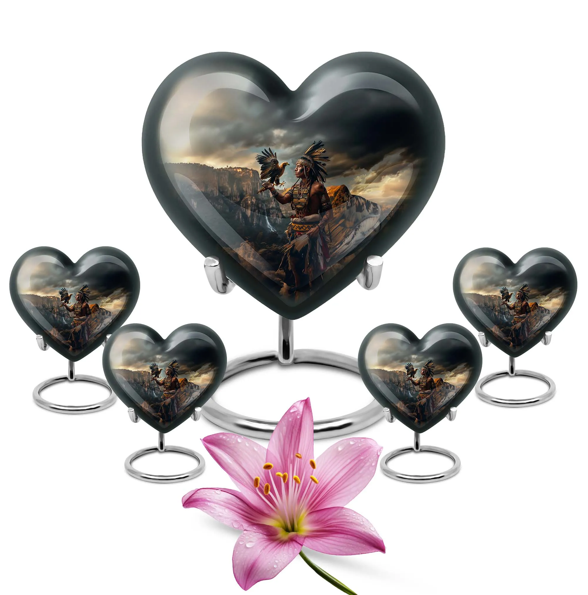 Wolf Howling Tribe Man Urn - An Honourable Memorial for Your Beloved Dad