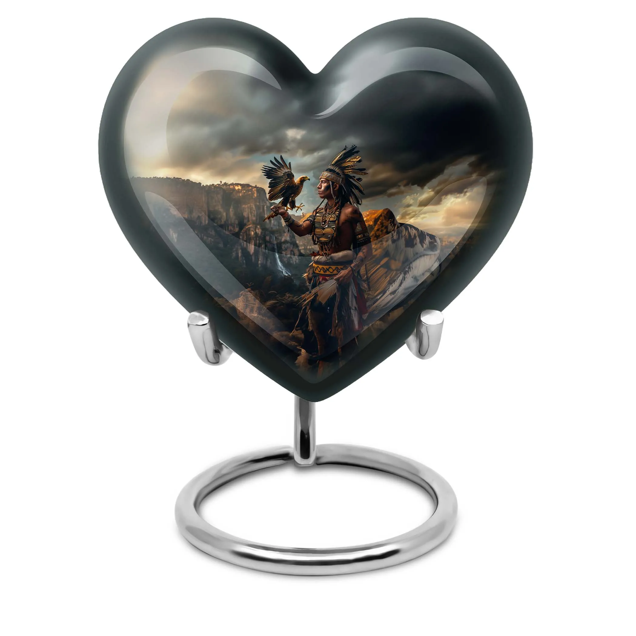 Wolf Howling Tribe Man Urn - An Honourable Memorial for Your Beloved Dad