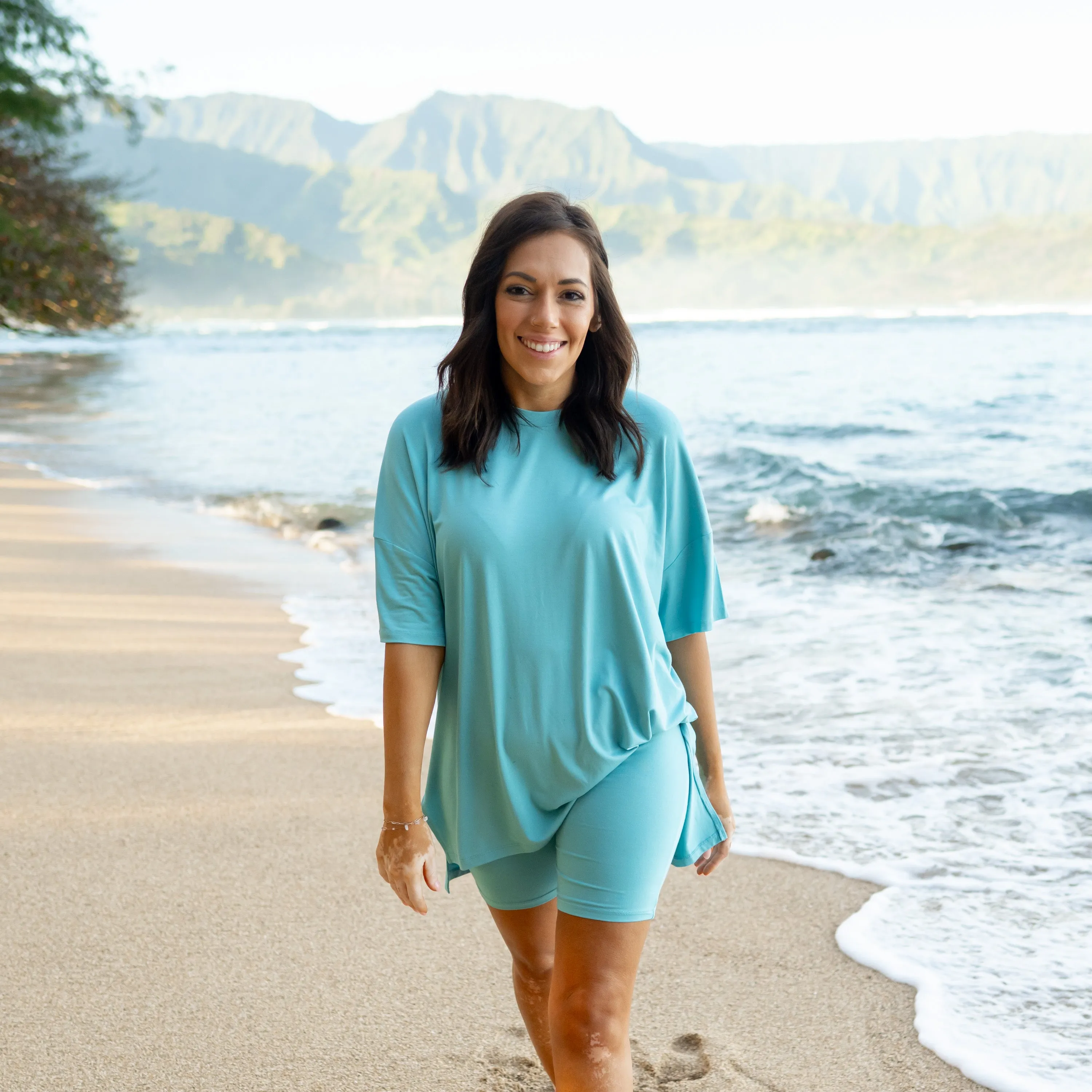 Women’s Biker Short Set in Makai