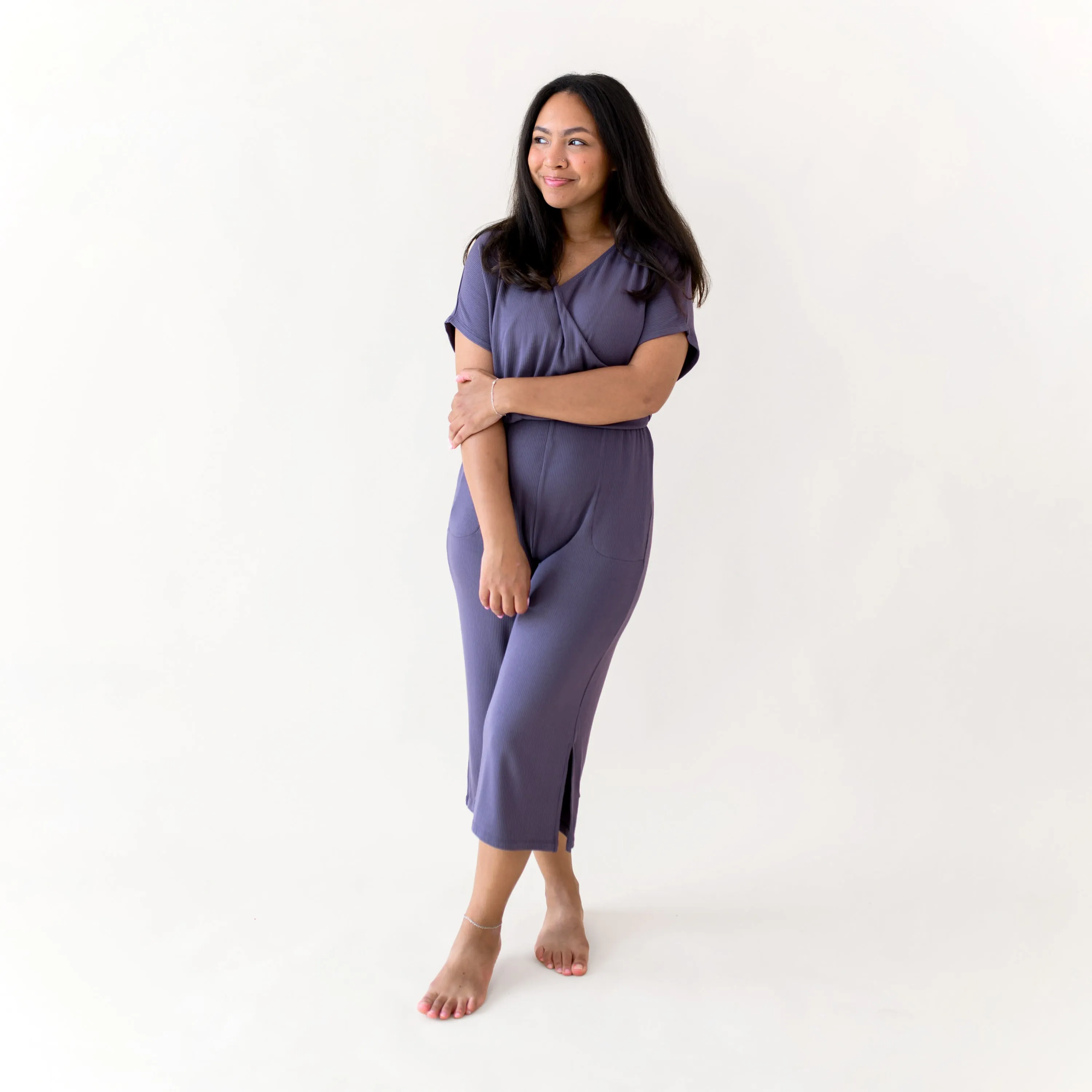 Women's Ribbed Jumpsuit in Currant