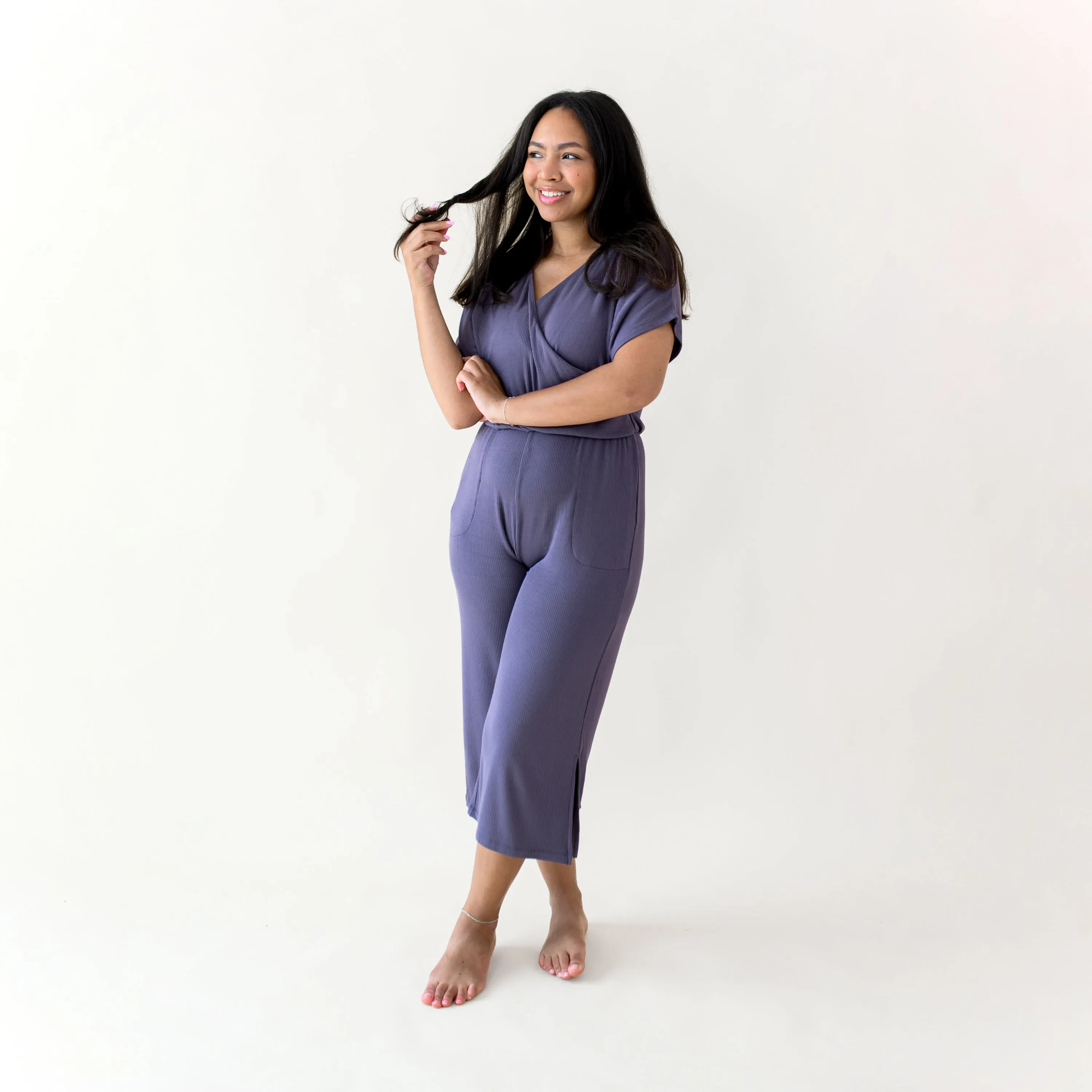 Women's Ribbed Jumpsuit in Currant