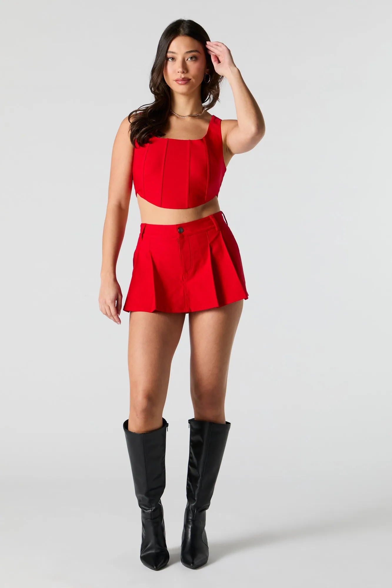 Zip Back Cropped Corset Tank