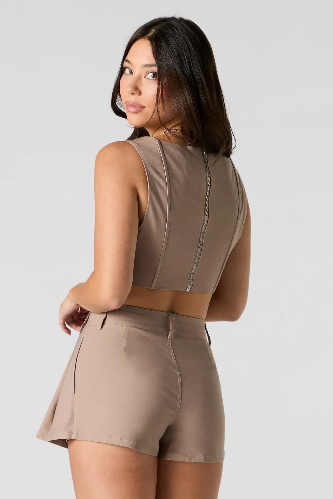 Zip Back Cropped Corset Tank