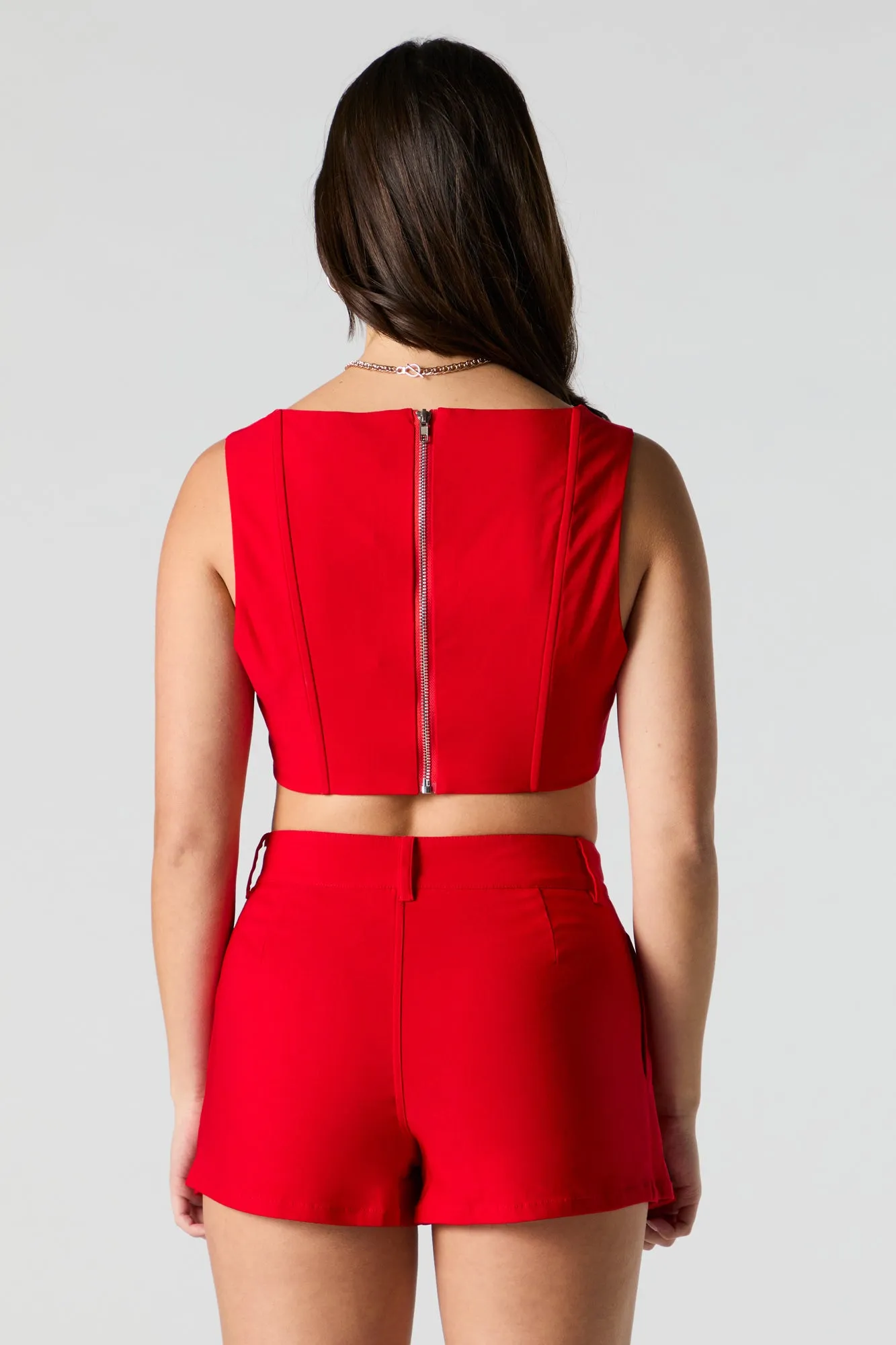 Zip Back Cropped Corset Tank