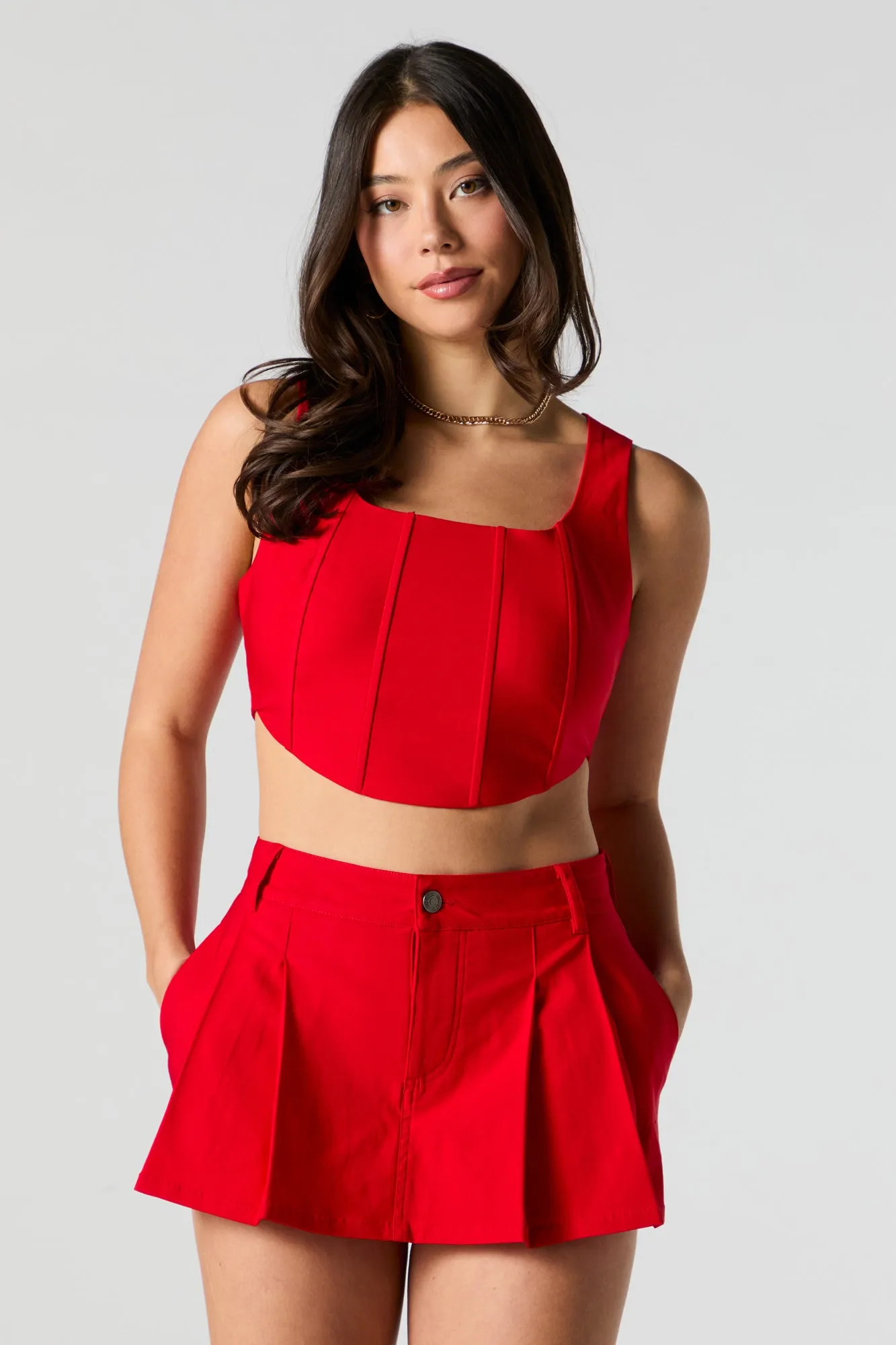 Zip Back Cropped Corset Tank
