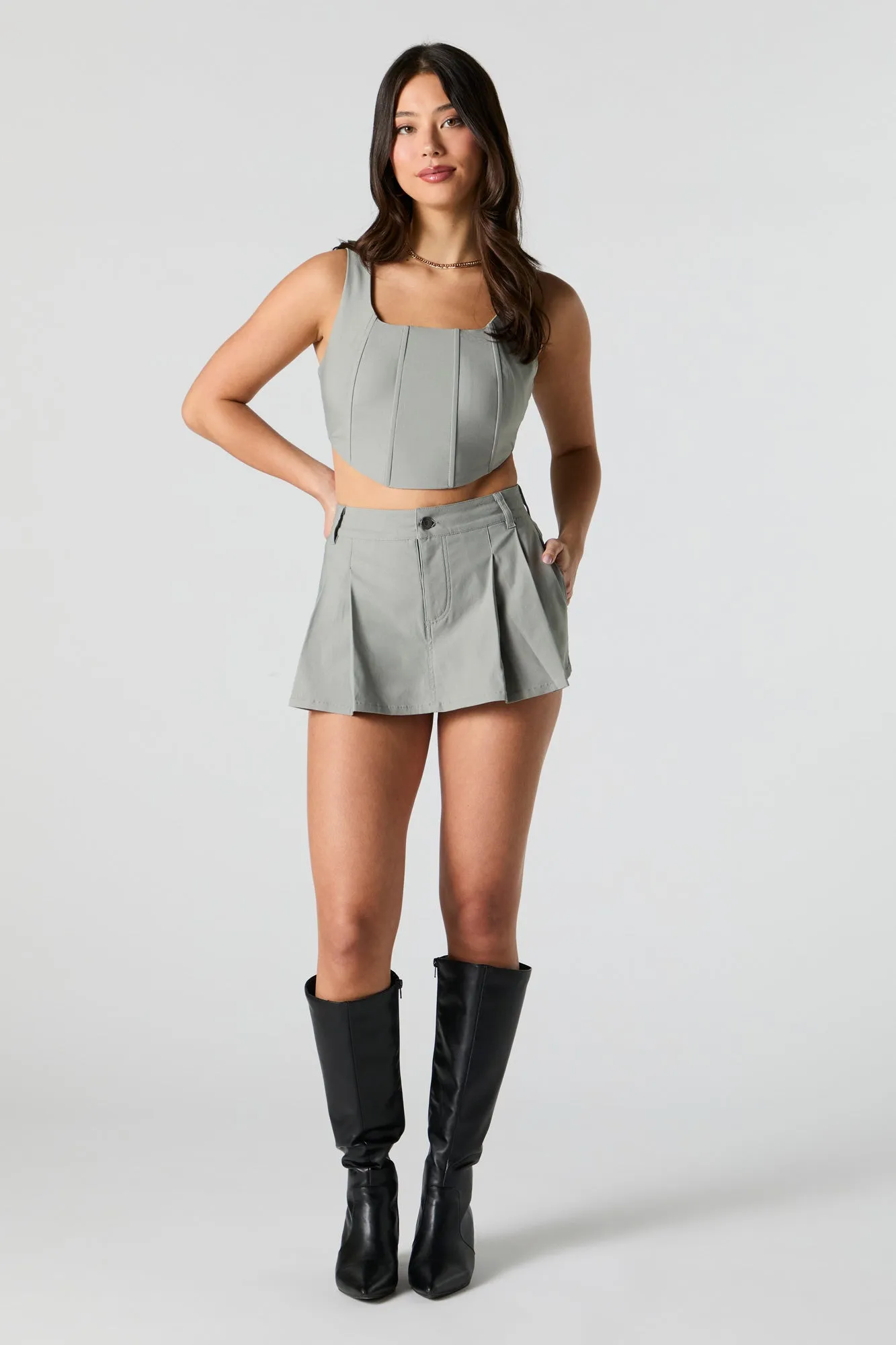 Zip Back Cropped Corset Tank