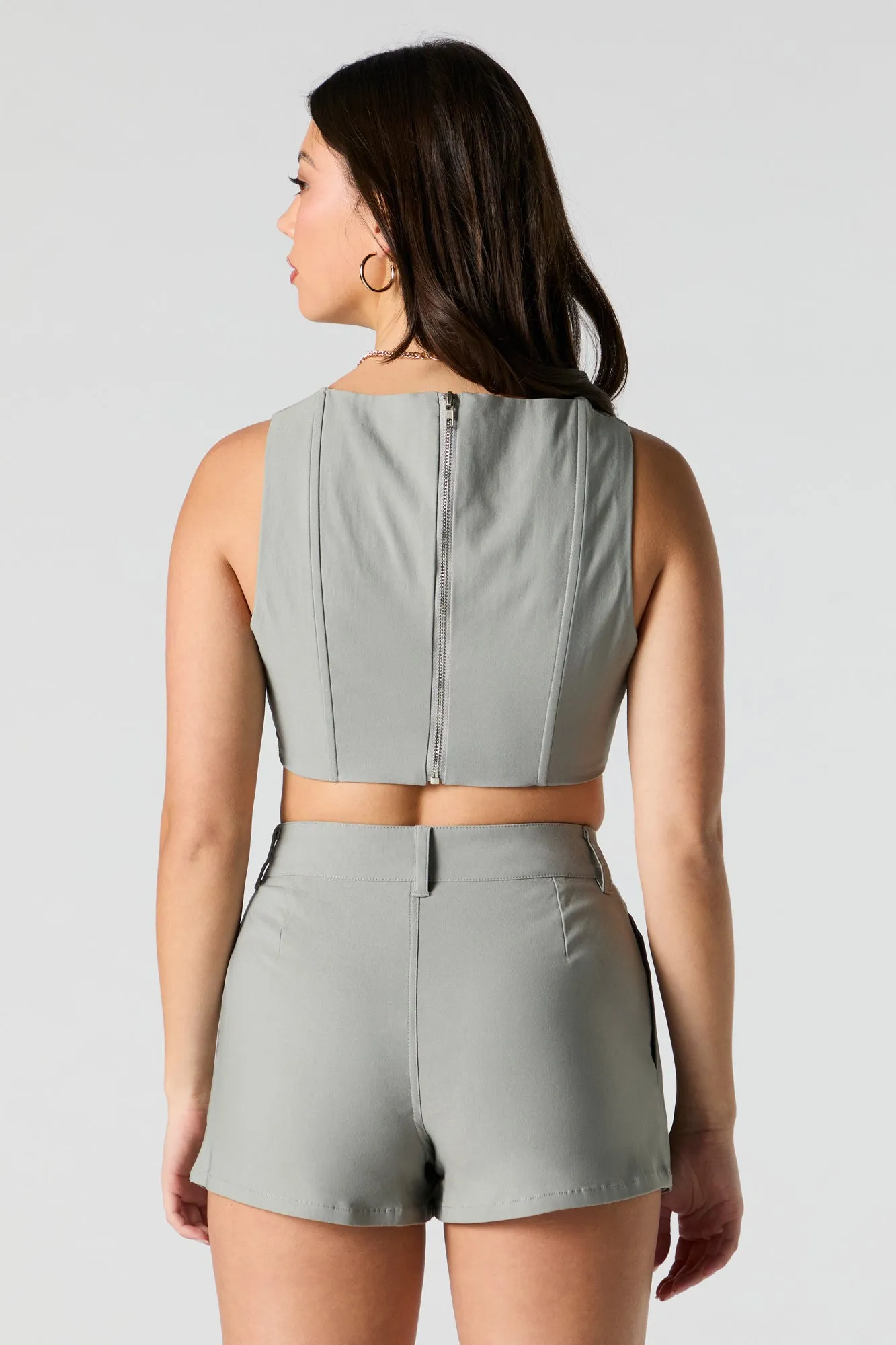 Zip Back Cropped Corset Tank