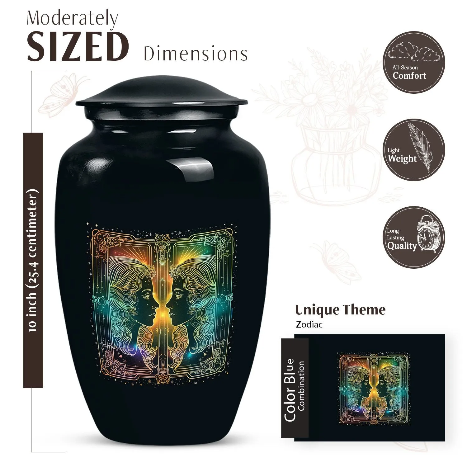 Zodiac Urn - Personalized Funeral Cremation Tribute for Women